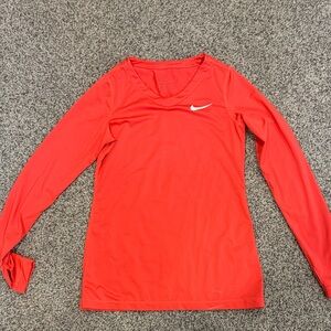 Nike Women’s Long Sleeve Athletic Top - Coral with White Swoosh